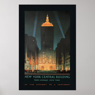 1930 New York Park Avenue Central Building Vintage Poster