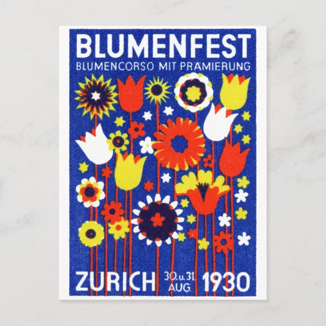 1930 Schweizer Blume Show Postkarte (Vorderseite)