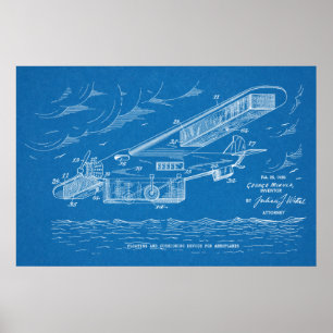 1930 Sicherheitsflugzeug-Patentkunstzeichnung Poster