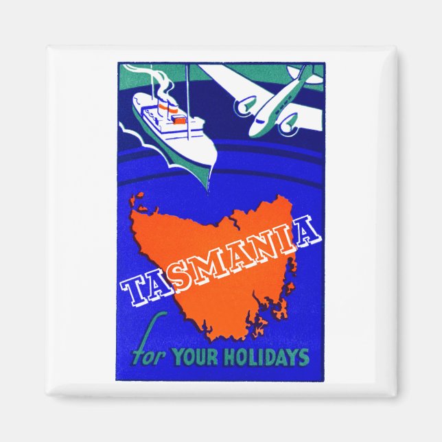 1930 Tasmania Travel Poster Magnet (Vorne)