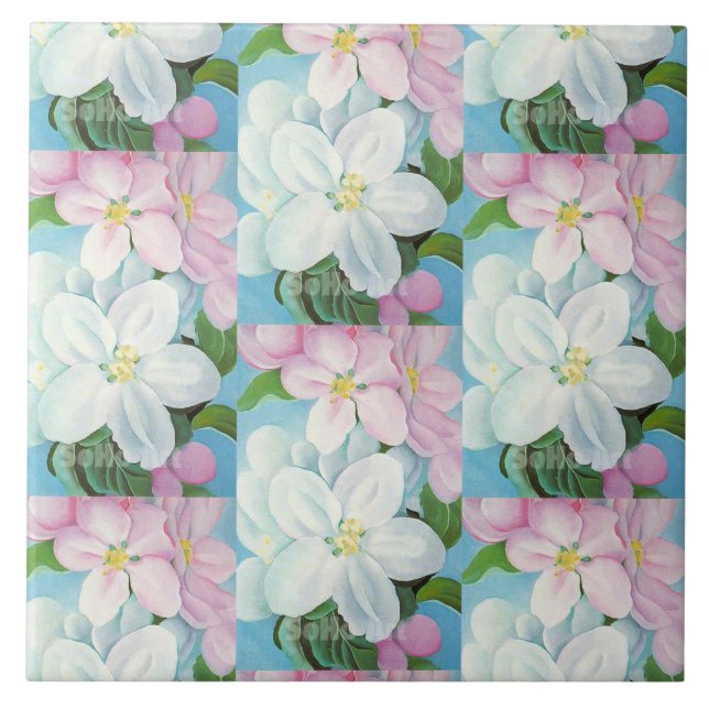 1930 Vintage Apfelblüten Georgia O'Keefe Fliese (Vorderseite)