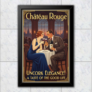 1930 Vintage Château Rouge Weinwerbung Poster