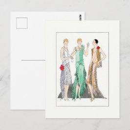 1930 Vintage Frauen in Abend Gowns Postkarte