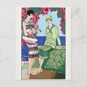 1930 Vintage Frauen in Tageskleider Postkarte