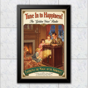 1930 Vintage Golden Voice Radio Werbung Poster