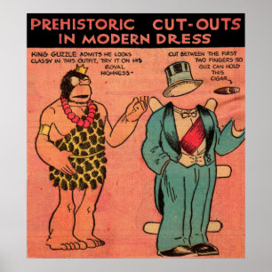 1930er Comic Höhle Mann Papierpuppe King Guzzle Poster