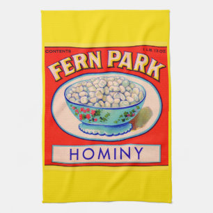 1930er Fern Park hominy Grits Label print Geschirrtuch