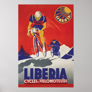 1930er Französischer Fahrradposter Liberia Cycles  Poster