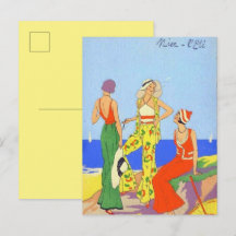 1930er Frauen in modischer Beach Pajamas Postkarte