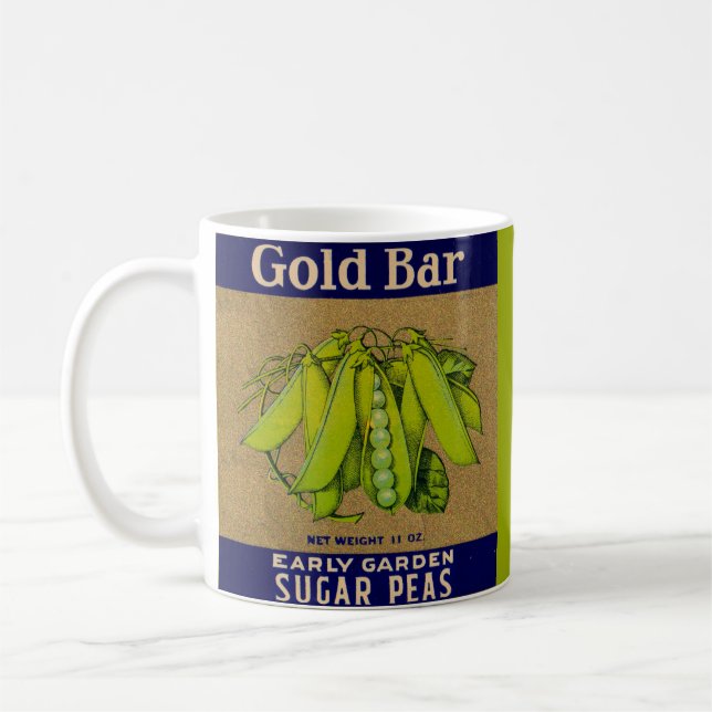1930er Gold Bar zucker Erbsen kann etikettiert wer Kaffeetasse (Links)