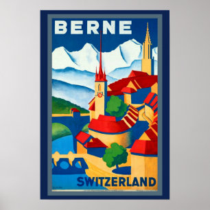 1930er Jahre Berne Schweiz Reiseplan Schönes! Poster