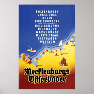 1930er Jahre Deutschland Reiseplakat Mecklenburg O Poster