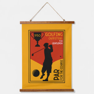 1930er Jahre Klassische Golf Art Print Wandteppich Mit Holzrahmen
