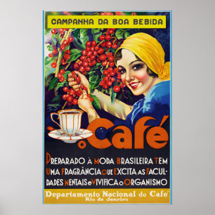 1930er Jahre Klassisches Kaffee Vintage Art Poster