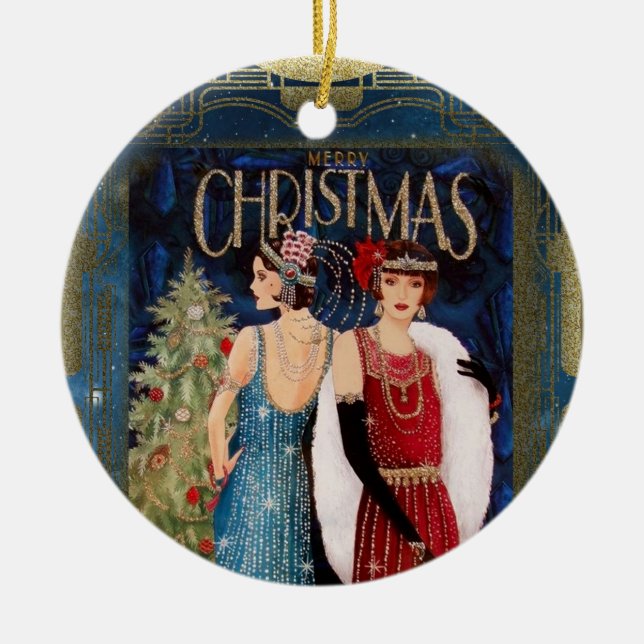 1930er Jahre Ladys Christmas Art Keramik Ornament (Vorne)