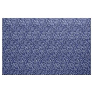 1930er Jahre Vintag Denim Blue Floral Stoff