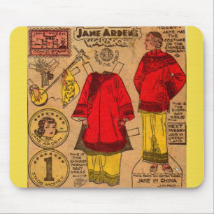 1930er Jane Arden Papierpuppe chinesische Kleidung Mousepad