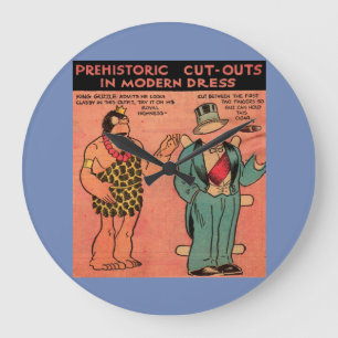 1930s comics cave man paper doll King Guzzle Große Wanduhr