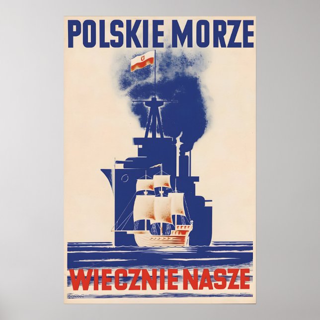 1930s Poland Propaganda Poster Baltic Sea Polish (Vorne)