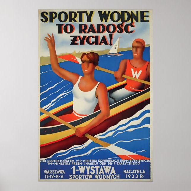 1930s Poland Sports Promotion poster Rowing Public (Vorne)