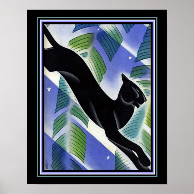 1931 Art Deco "Black Panther" Print 16x20 Poster (Vorne)