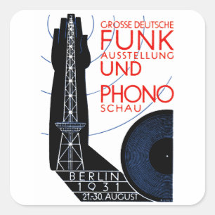 1931 Deutsche Radio- und MusikExpo Quadratischer Aufkleber