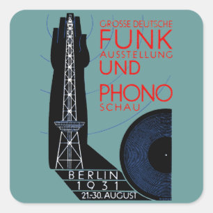 1931 Deutsche Radio- und MusikExpo Quadratischer Aufkleber