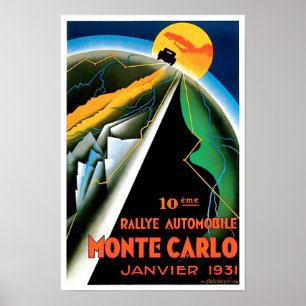 1931 Monte Carlo Kundgebung Vintages Rennposter Poster