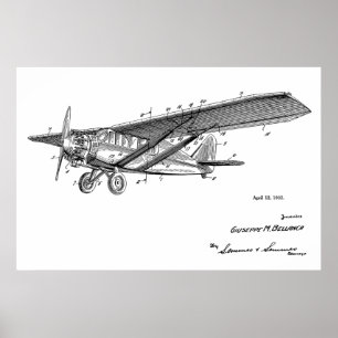 1932 Vintage Flugzeug-Patent-Kunst, die Druck Poster