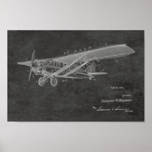 1932 Vintage Flugzeugpatentkunst Zeichnend Druck Poster