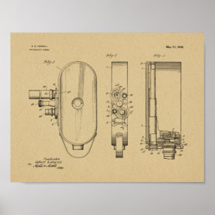 1932 Vintage Kamera Patent Kunst Zeichnung Druck Poster