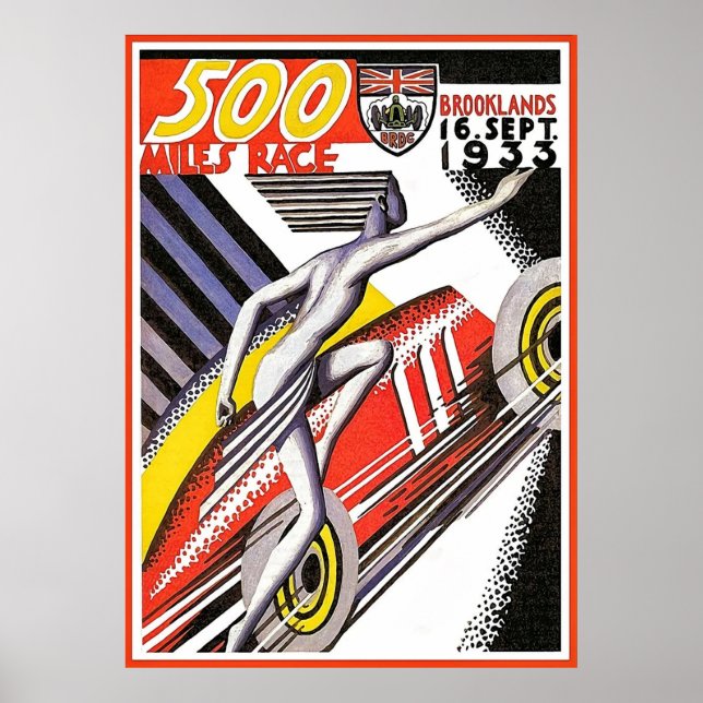 1933 Brooklands 500 Meilen Race Vintage Poster (Vorne)