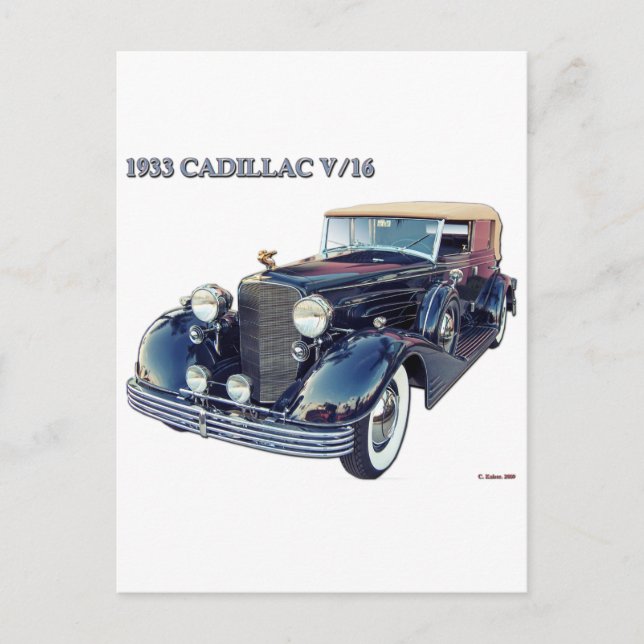 1933 CADILLAC V/16 #2 POSTKARTE (Vorderseite)