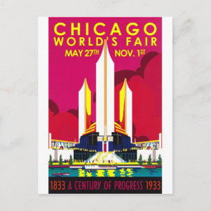 1933 Chicago World Fair Postkarte