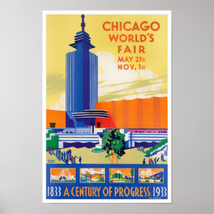 1933 Chicago World's Fair Vintage Reiseplakat Poster
