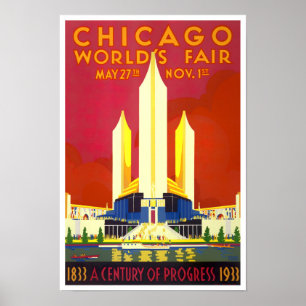 1933 Chicago World's Fair Vintage Reiseplakat Poster