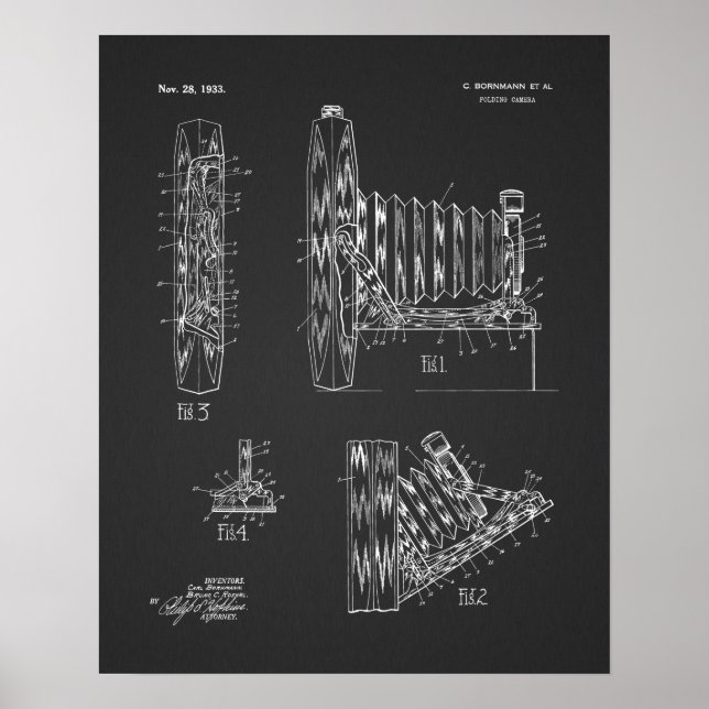 1933 Faltkamera Patent Art Zeichnend Druck Poster (Vorne)