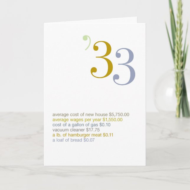 1933 Geburtstags-Spaß-Tatsachen Karte (Vorderseite)