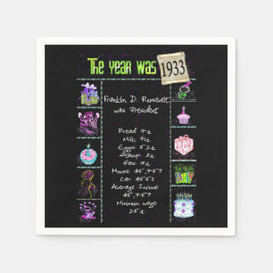 1933 Geburtstagsjahr Trivia Napkins Serviette
