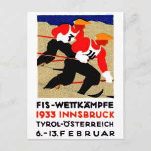 1933 Österreichisches Ski-Rennposter Postkarte