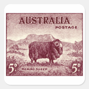 1934 Australisches Merinoschaf Quadratischer Aufkleber