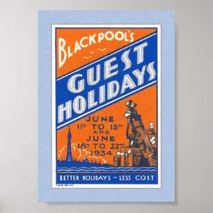 1934 BLACKPOOL UK PLAKATSTEMPEL POSTER