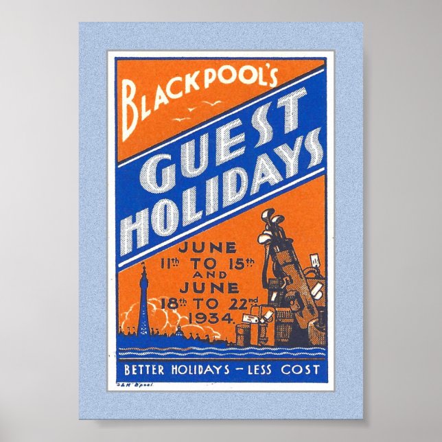 1934 BLACKPOOL UK PLAKATSTEMPEL POSTER (Vorne)