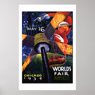 1934 Chicago Weltausstellung im Stil der damaligen Poster