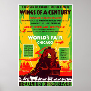1934 Chicago World Fair by Train Poster