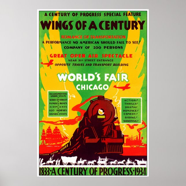 1934 Chicago World Fair by Train Poster (Vorne)