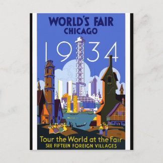 1934 Chicago World Messe Postkarte