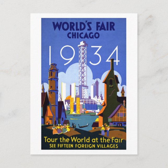 1934 Chicago World's Fair Postkarte (Vorderseite)