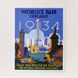 1934 Chicago World's Fair Travel Advertisement Puzzle