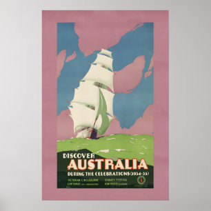 1934 Discover Australia Feiern im Vintage-Stil Poster
